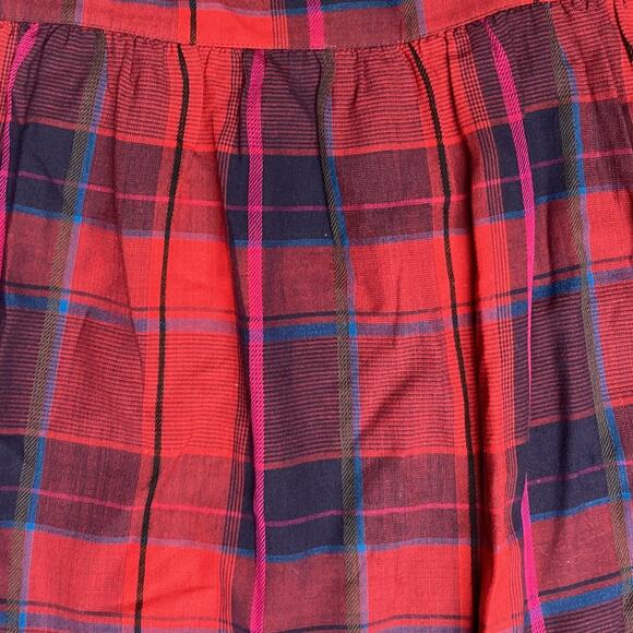Vintage 1980s F.A. Chatta Ltd Midi Pleated Plaid Skirt Red Blue Black Women's 16 - Picture 4 of 7